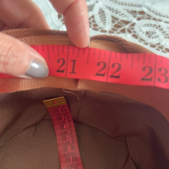 Vintage Brown Velvet Hat 21" Soft Gathered Ruched 1920s to 50s Simple Elegant - Picture 8 of 8